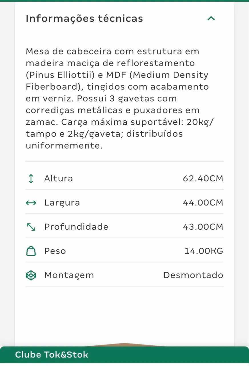 Mesa cabeceira Devon Tok Stok - Foto 5