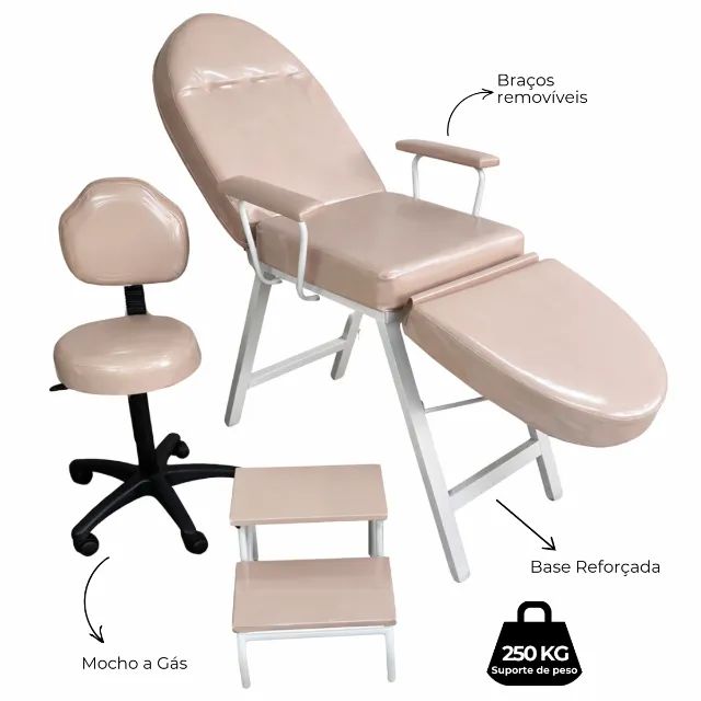 Kit Maca Estética 3 Posições + Mocho Com Encosto + Escada - Foto 2