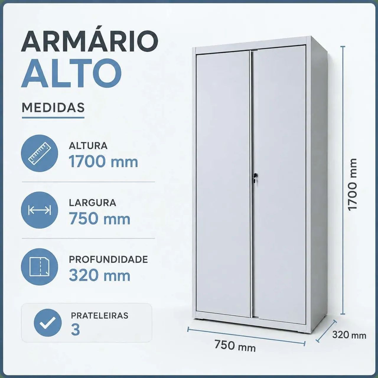Armário de aço com 3 prateleiras. - Foto 4