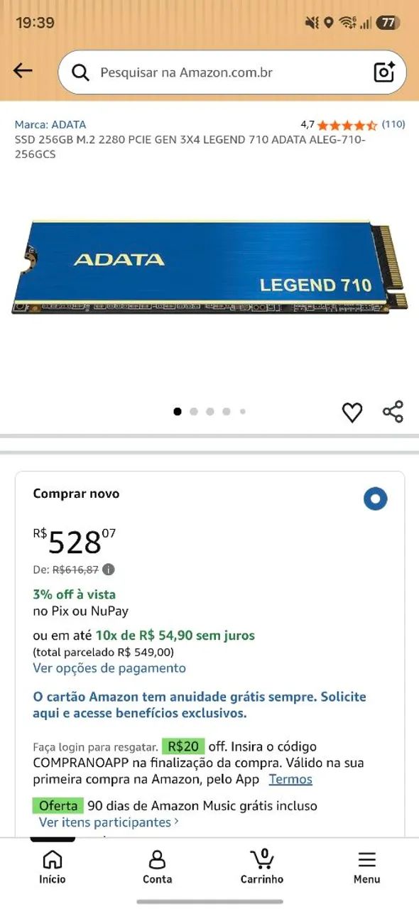 SSD M.2 256GB ADATA - Foto 3