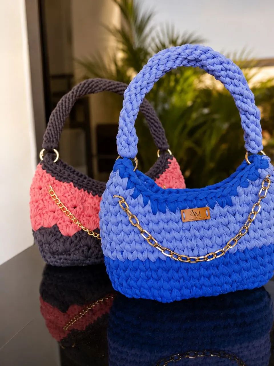 Bolsas de crochê handmade, fio de malha  - Foto 4