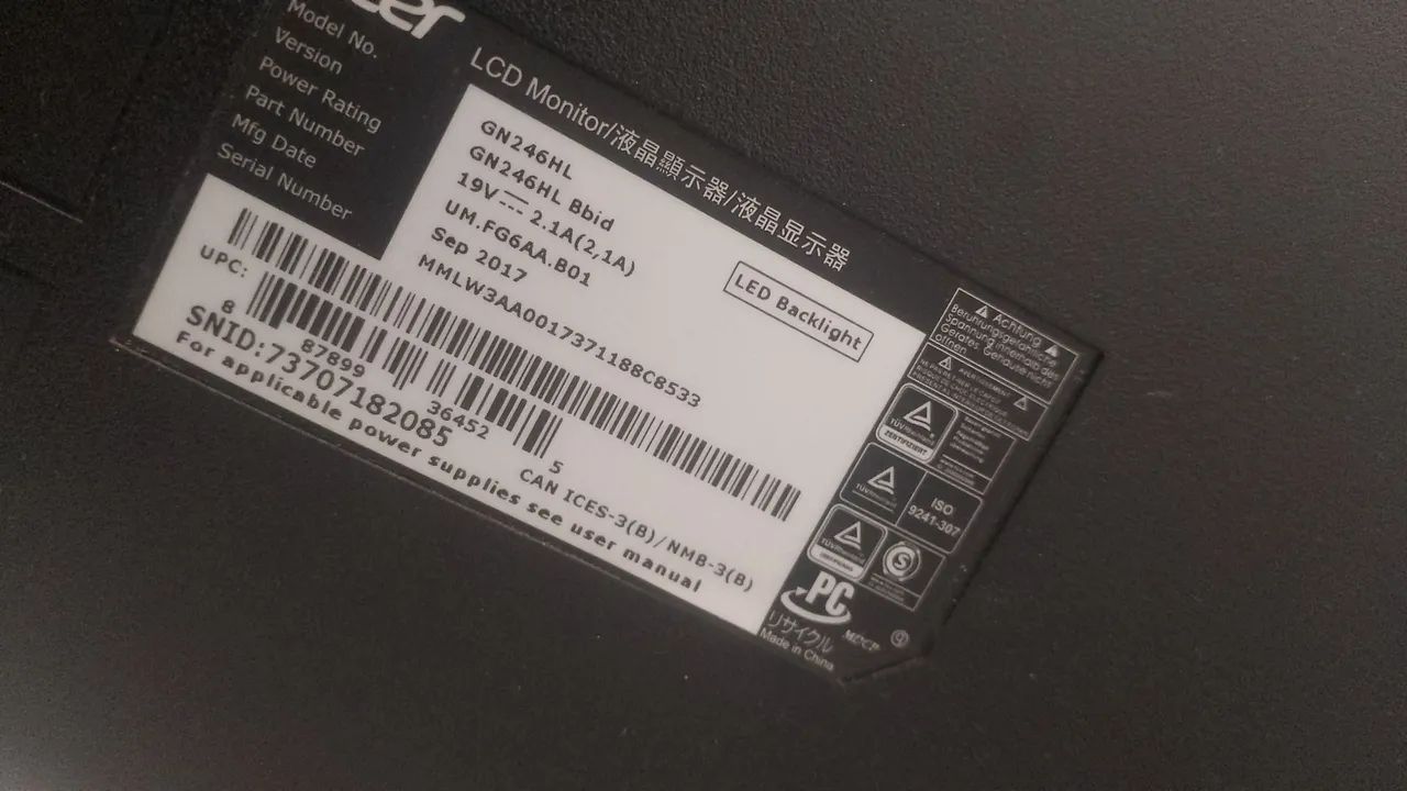 Monitor Acer 24" 144hz