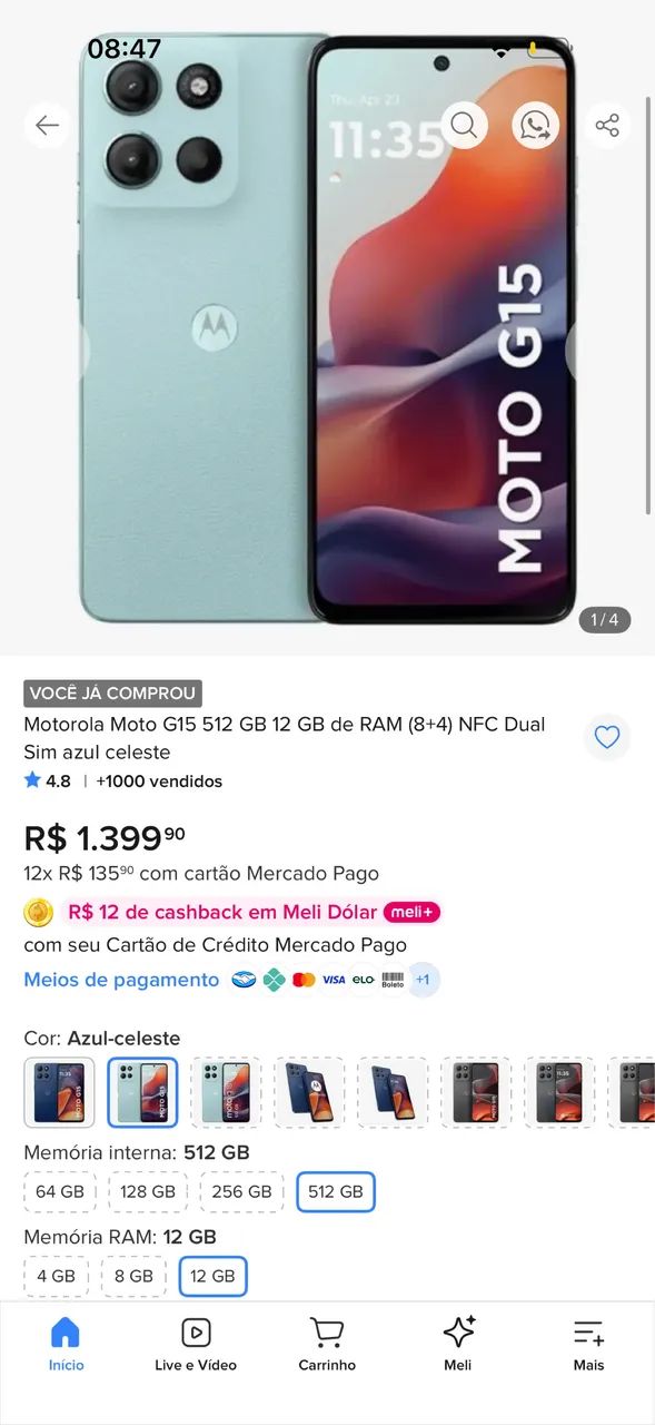 Motorola G15 512 memória 8ran  - Foto 4