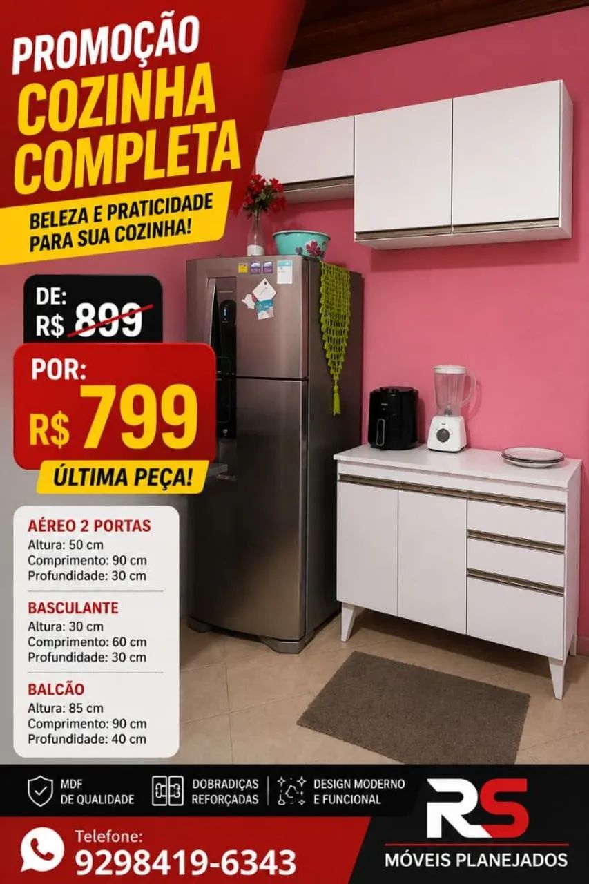 Kit Cozinha 100% MDF - Foto 2