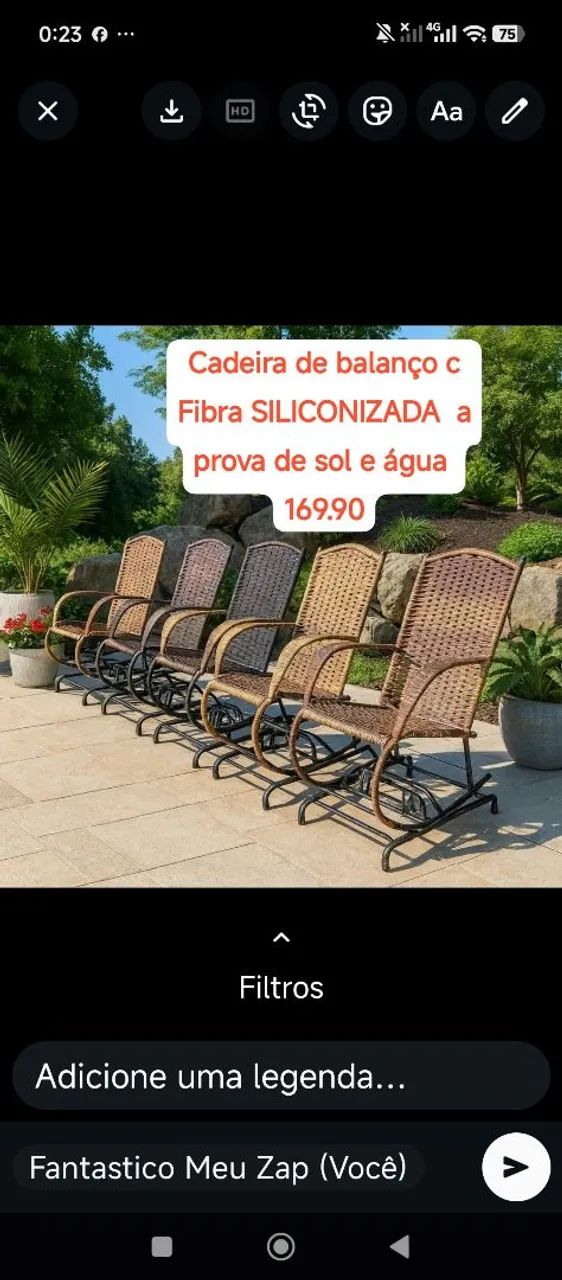 Cadeiras de Balanço de Fibra Silonozada a prova dágua e sol - Foto 2
