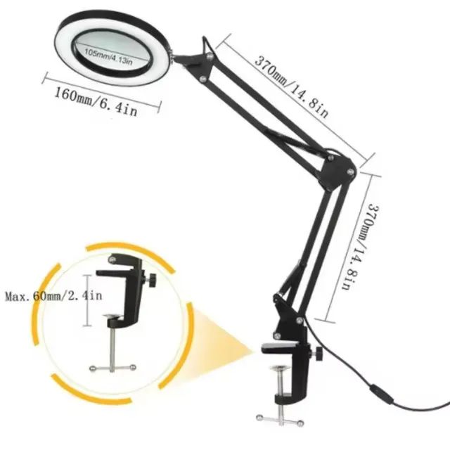 Lupa Luminária Articulável com 10X e LED - NOVO