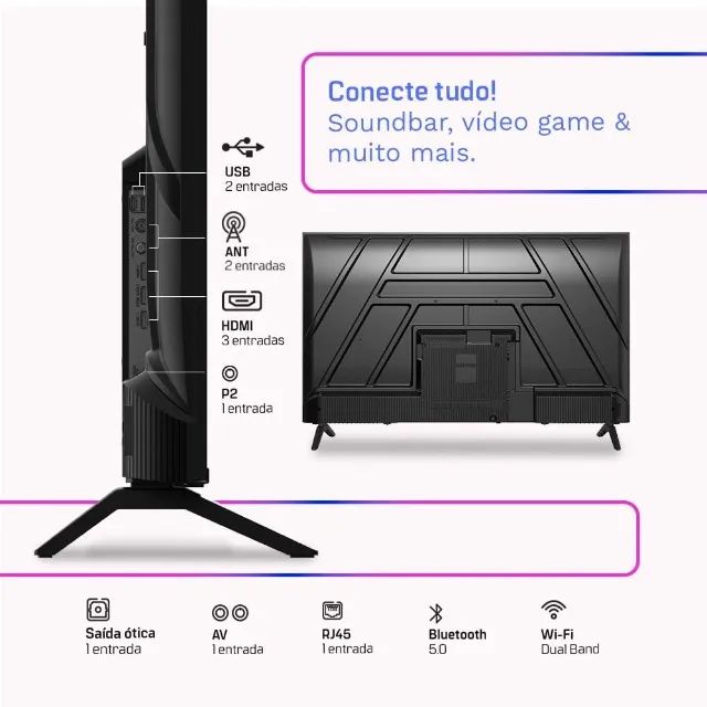 Smart TV HQ QLED 50 Polegadas HQ-QLED50SM 4K Wi-Fi Bluetooth, Dolby Audio, 3 HDMI - Foto 3