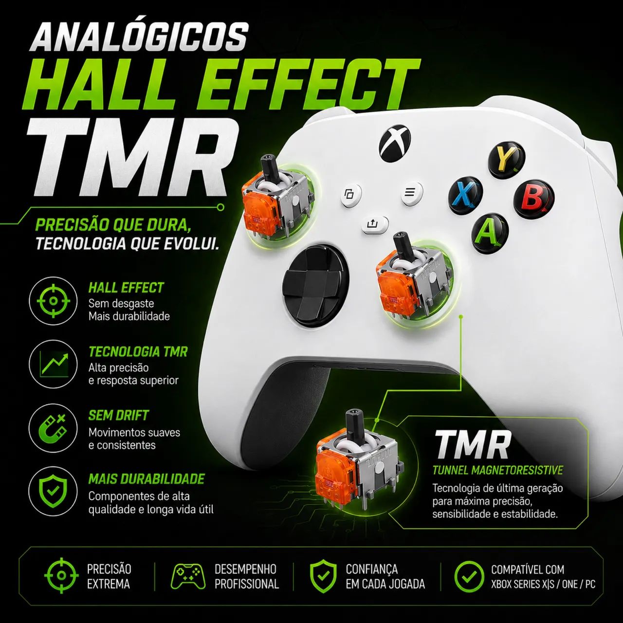 CONTROLE DE XBOX NOVO COM ANALOGICO HALL EFFECT - Foto 2