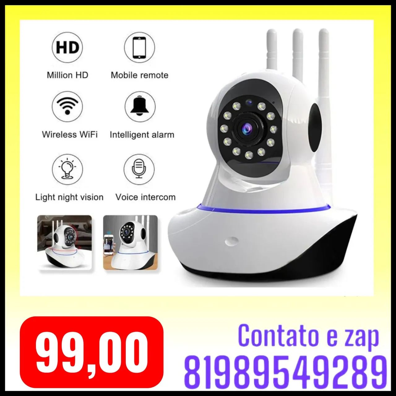 Camera 3 Antenas Ip Wifi 