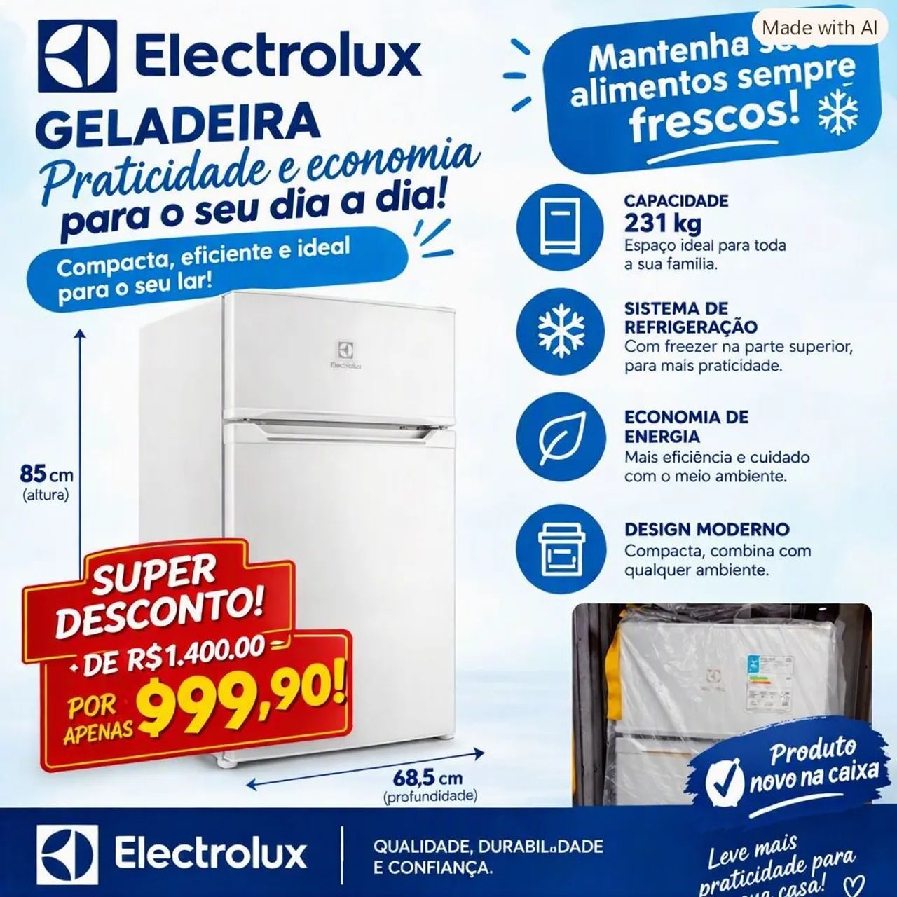 Mini Geladeira Eletrolux bivolt