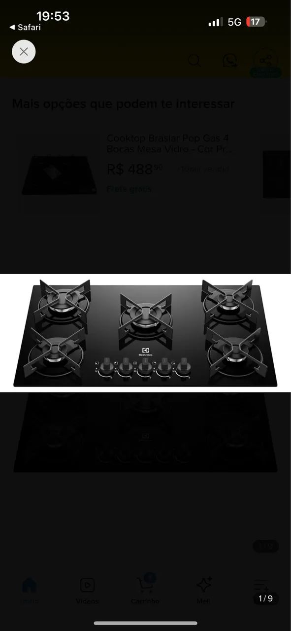 Cooktop 5 bocas eletrolux