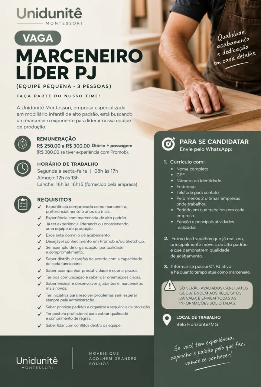 VAGA MARCENEIRO LÍDER PJ 
