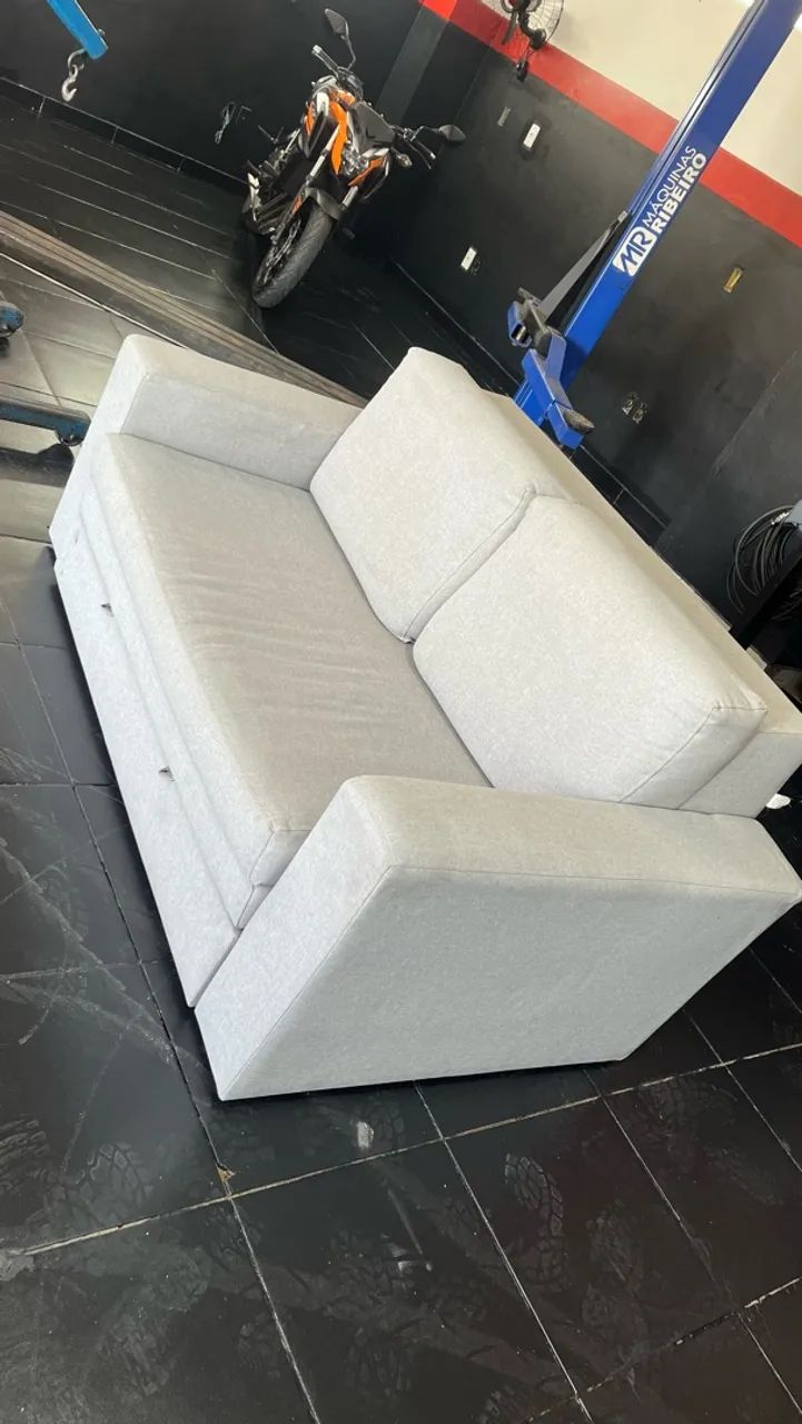 Sofá-cama retrátil de 2 lugares cinza claro - Foto 4