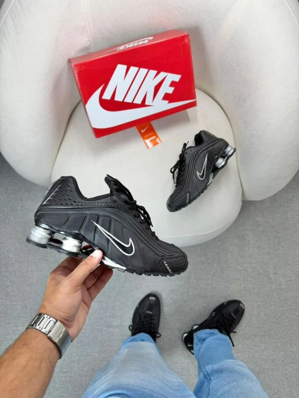 Tênis Nike R4 Preto/cinza Premium Masculino - Foto 4