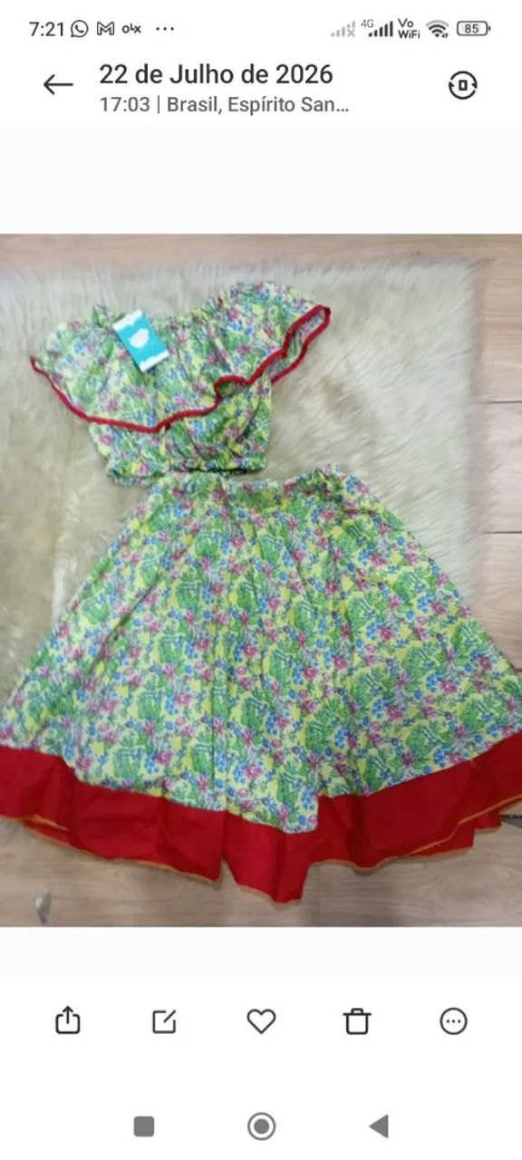 Conjunto de quadrilha 8/10 anos usado 