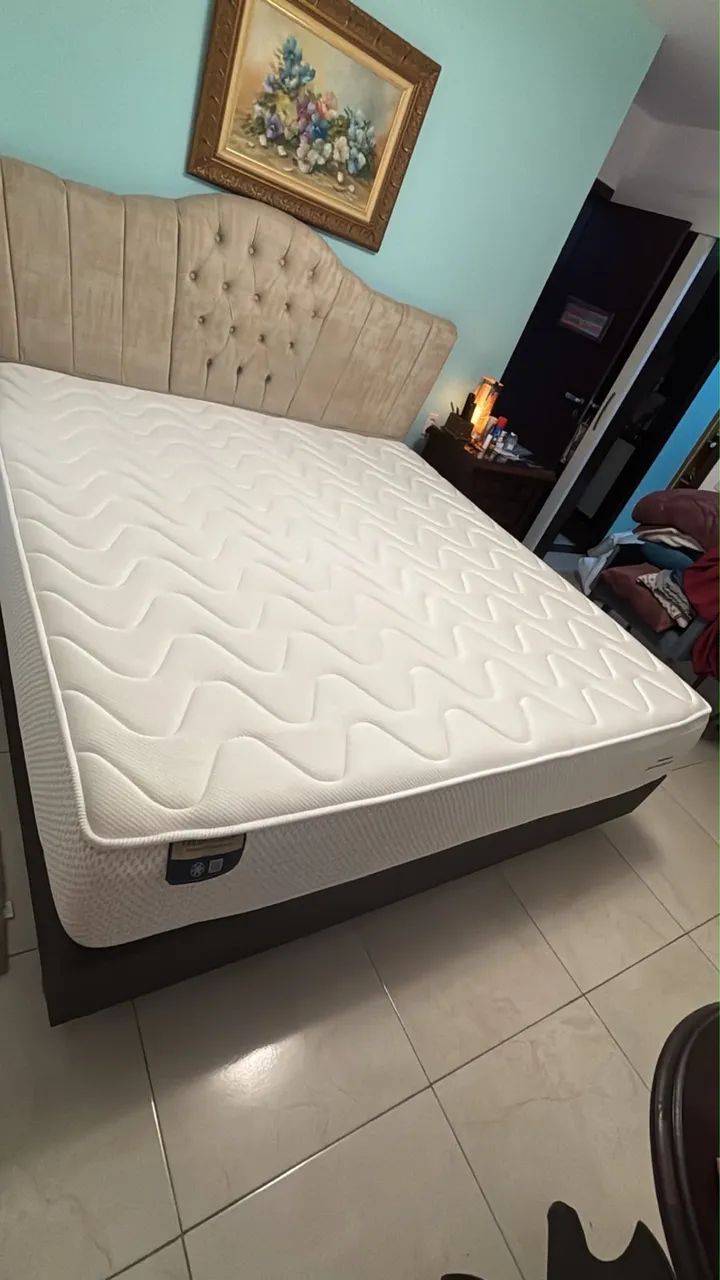 Vendo cama king size super nova colchão orthopur - Foto 5