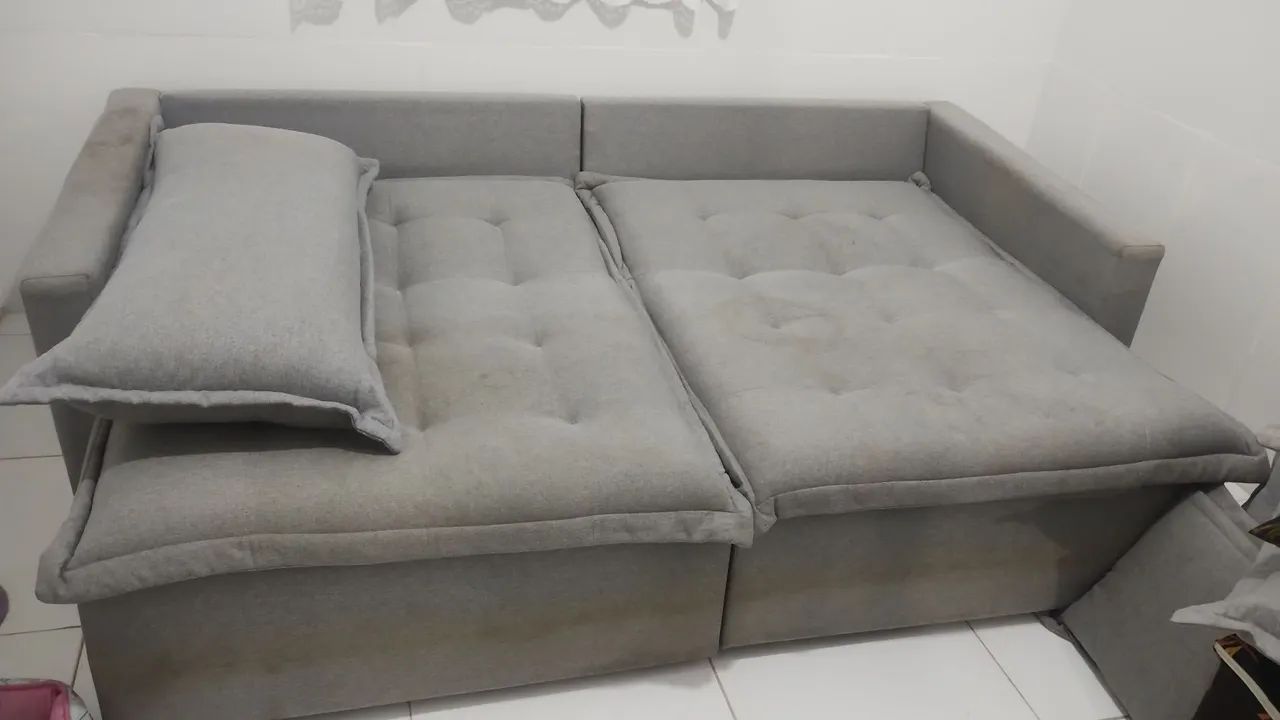 Sofá retrátil 4 lugares em linho - Foto 3