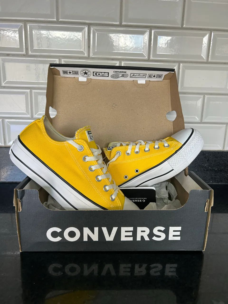 Tênis All Star amarelo plataforma alta  - Foto 5