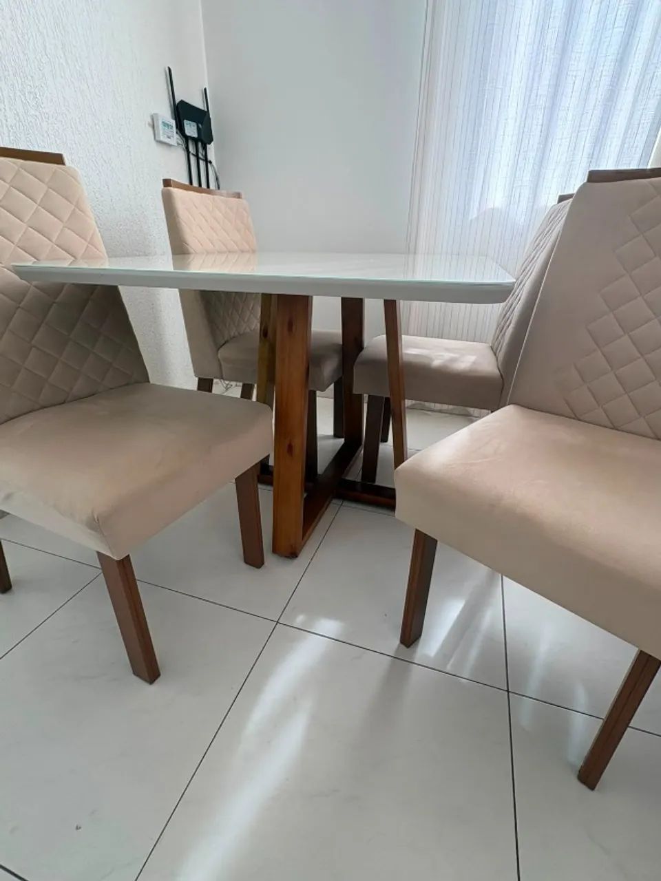 Mesa de jantar retangular c/ 4 cadeiras Criativa 1.20x90 | Perfeito estado de conservaçã - Foto 2