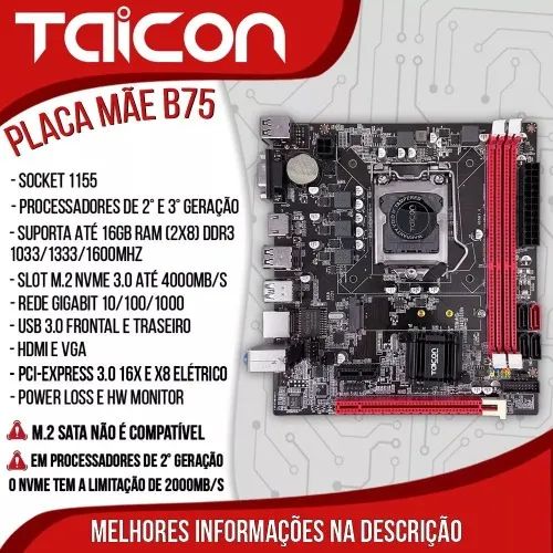 kit Xeon e3 1230 v2 Placa Taicon B75 - Foto 2