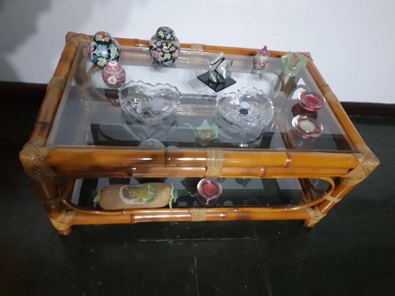 Mesa de centro bambu e vidro - Foto 2
