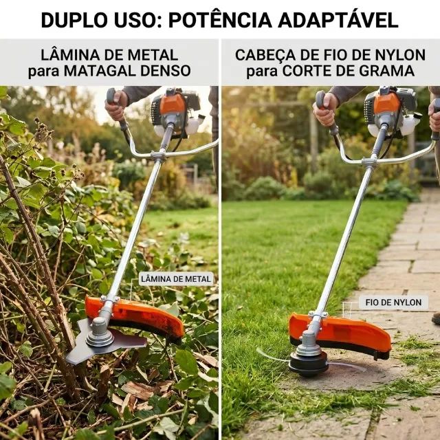 Roçadeira Lateral a Gasolina 52cc 2HP RL520P-I com Lâmina e Carretel Alta Potência Tekna - Foto 4