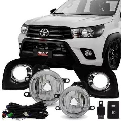 Kit Farol Milha Neblina Aro Cromado Hilux 2016 2017 2018