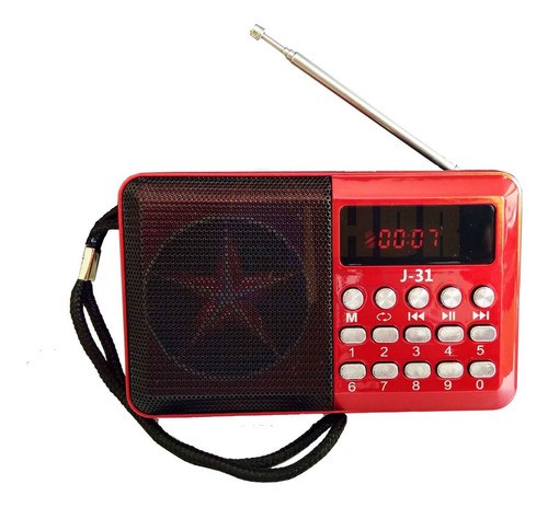 Mini Rádio Fm/usb/cartão De Memória J-31 Altomex - Vermelho