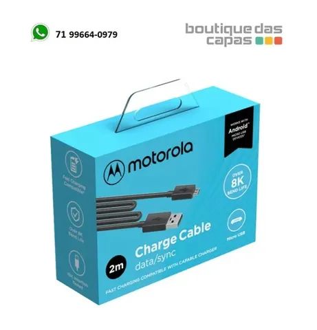 Cabo Motorola Micro USB v8 - Preto 2MT 2 Metros Original garantia 6 meses