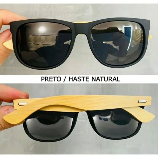 Óculos De Sol Justin Bambu Hastes Estilo Madeira Com Uv400 Pronta Entrega  - Foto 3