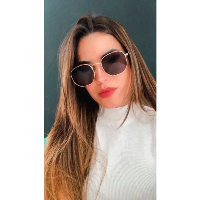 Óculos de Sol RB Feminino Hexagonal Lente Preta com Proteção Uv400 - Foto 3