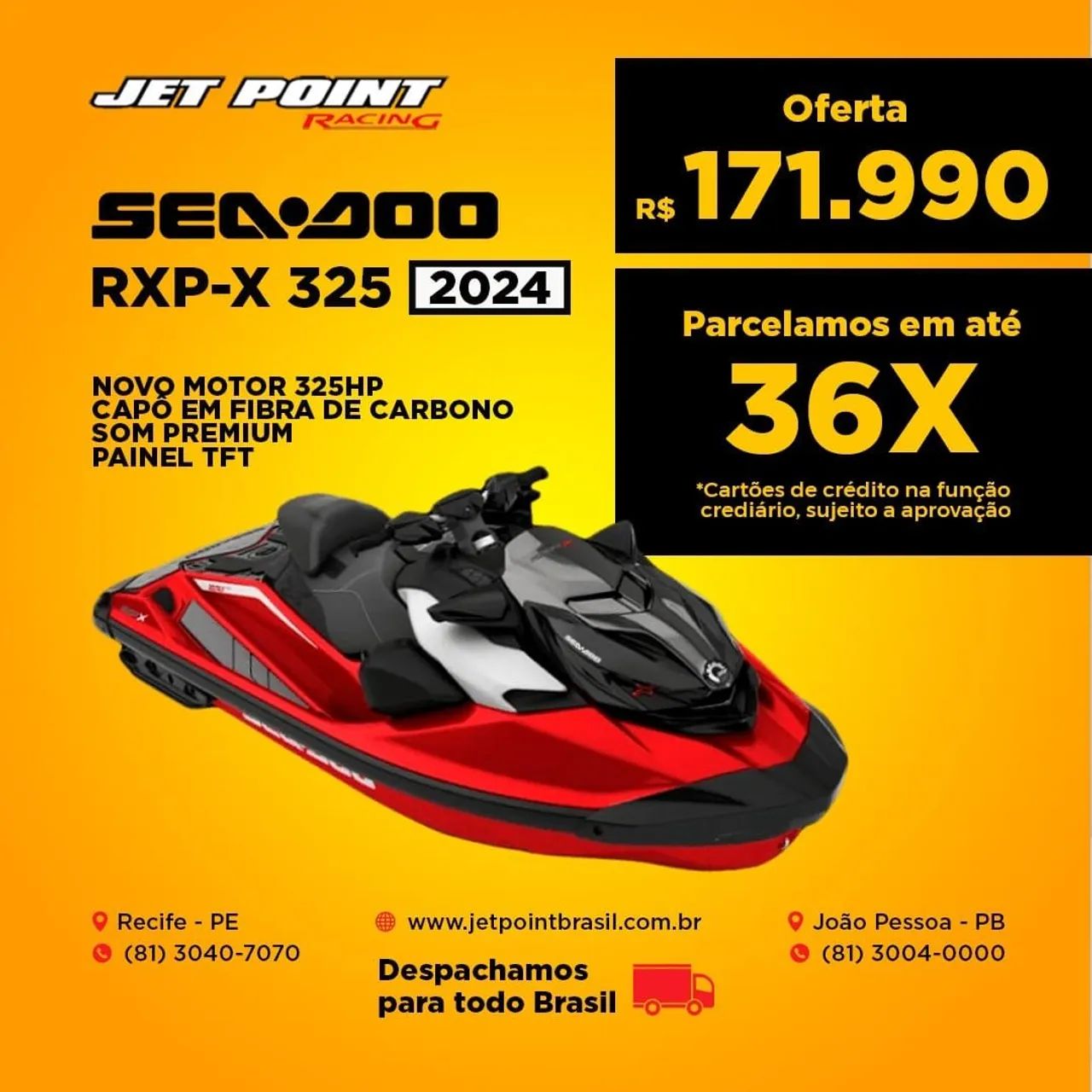 JET SKI SEA DOO RXP-X 325 2024, Pronta Entrega, PARCELAMOS 36x