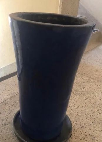 VASO VIETNAMITA LOEIL AZUL REDONDO COM PRATO INCLUSO - Foto 3