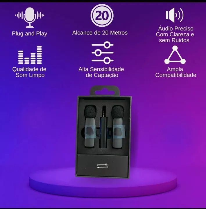 Microfone Lapela Duplo para Celular  ANDROID, IOS , P2L- Qualidade Premium - Foto 5