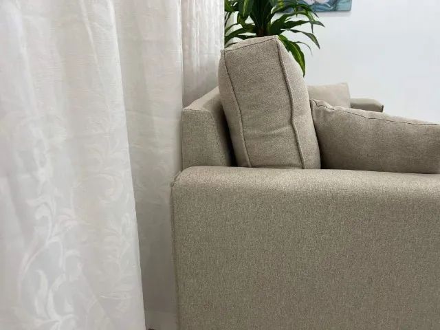 Sofá 2 lugares Slim 1.40m Linho Bege Até 12x S/ Juros  - Foto 5