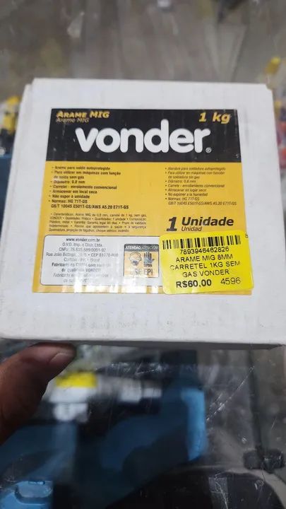Arame Mig Vonder 1Kg 8mm Sem Gás