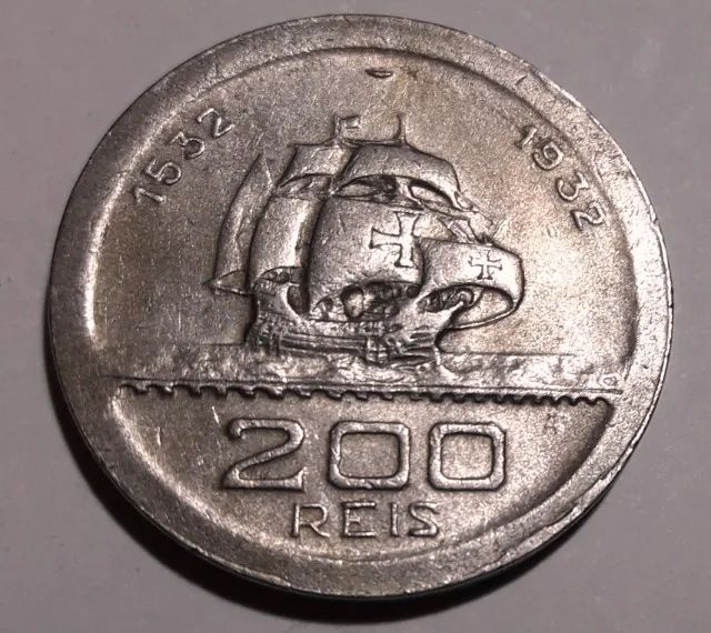 Antiga moeda de 200 Reis (1532-1932) - Comemorativa