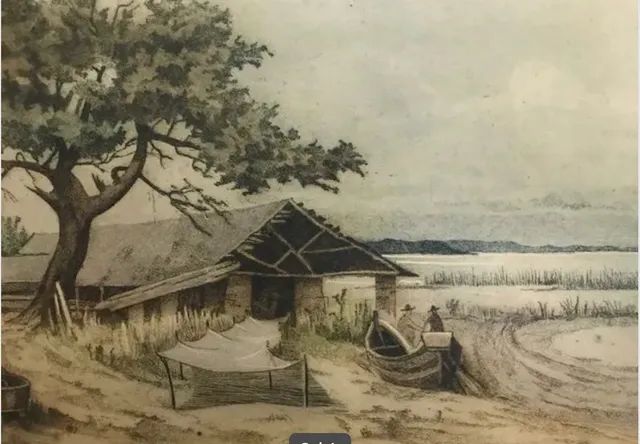 CARLOS GEYER - " Rio Guaiaba ", gravura em metal, assinada 