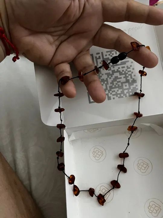 Conjunto de colar e pulseira de âmbar  - Foto 3
