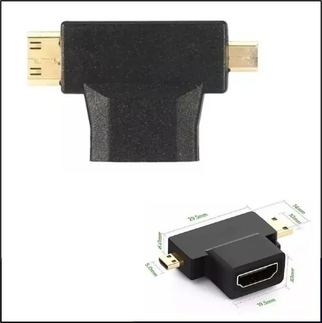 Conversor Adaptador 2 Em 1 Hdmi Para Micro Hdmi E Mini Hdmi - Foto 5