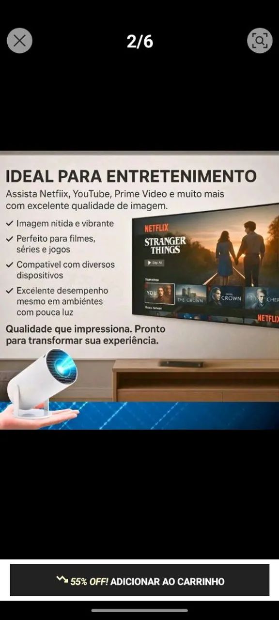 Projetor 4k Hy300 portátil tela até 130 polegadas  - Foto 3
