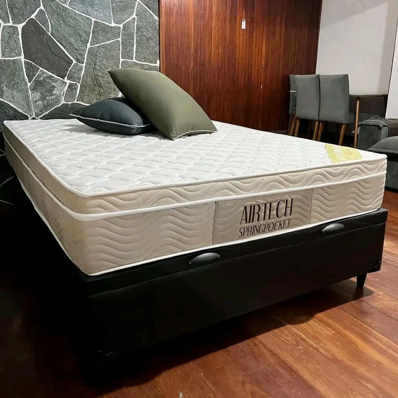 Base baú casal + colchão spring pocket ortobom F98 - Foto 3