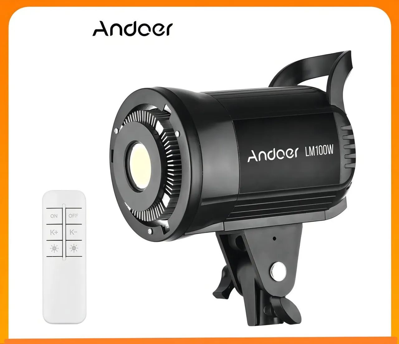 Andoer  Lm100w 5600k Tocha Luz Led - Cor da estrutura Preto