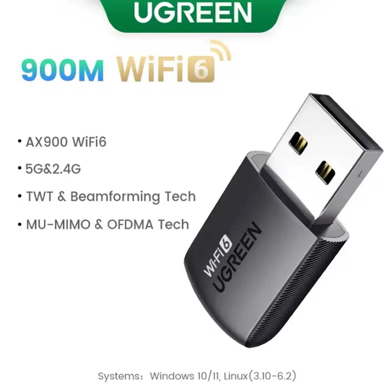 Adaptador wi fi 6 Ugreen Sem fio Usb Computador Sinal 2.4 e 5 ghz Wifi Notebook