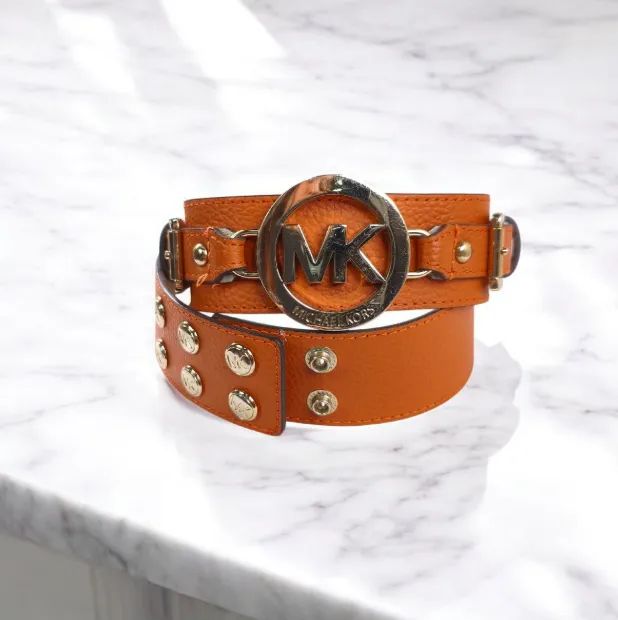 cinto em couro legítimo michael kors laranja