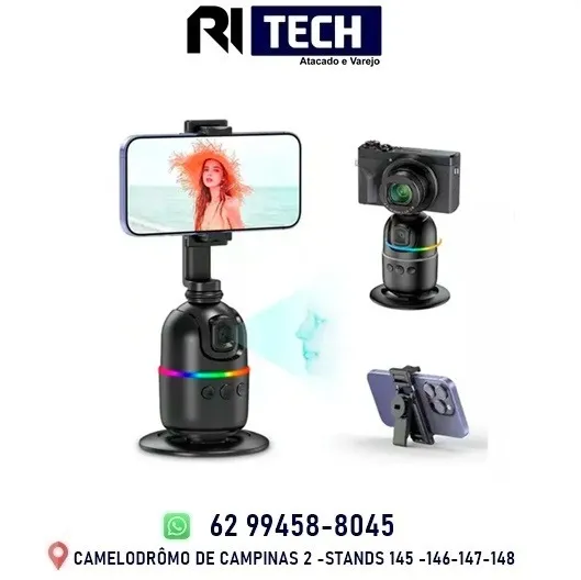 Suporte Celular de Mesa com Rastreamento Facial Grava sem as Mãos Video Blogueira