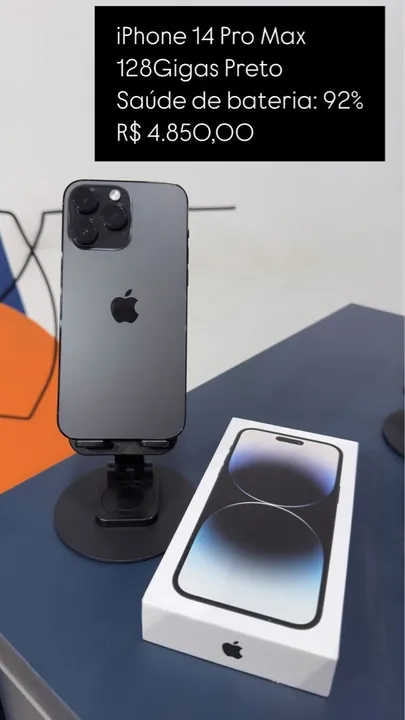 IPhone 14 Pro Max Preto 128Gb Saúde de bateria 87% | Loja Física
