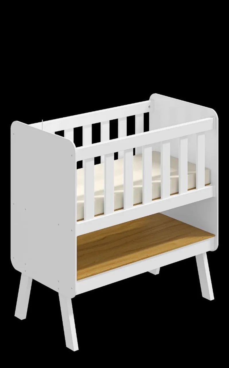 Berço Mini Cama e Escrivaninha 3 em 1 Branco com Madeira - Foto 2