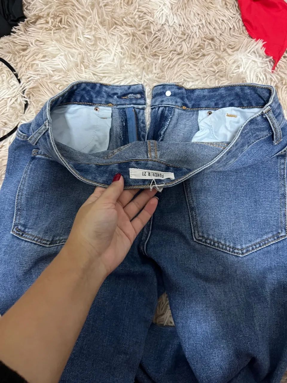 Calça Jeans boyfriend Destroyed Azul Feminina - Foto 2