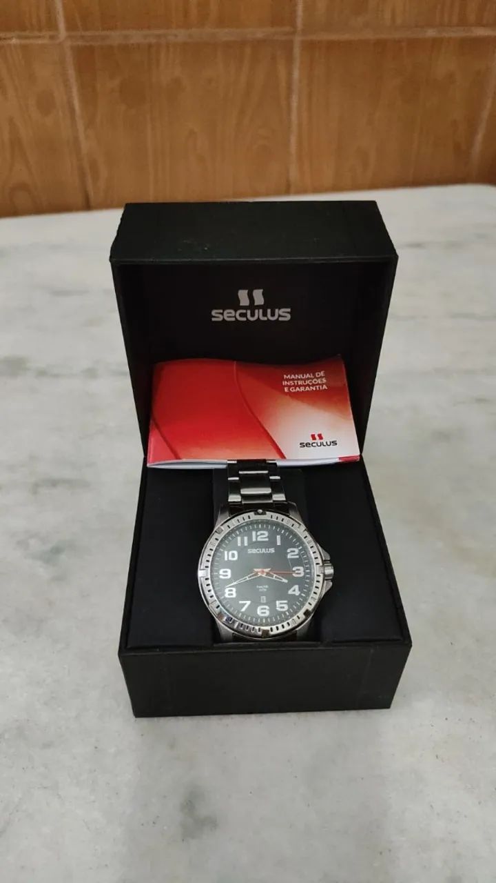 Relógio Seculus Masculino Prateado - Conservado